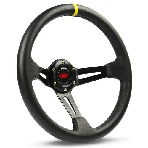 Steering Wheel Leather 14" ADR Deep Dish Black Slotted