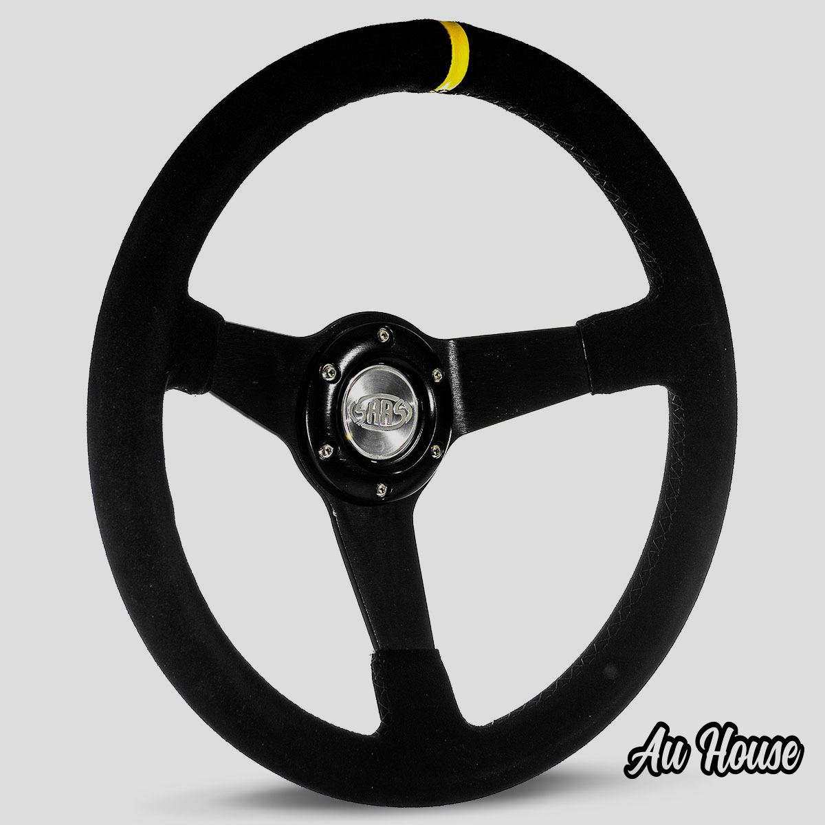 STEERING WHEEL SUEDE 14" ADR DRIFTER BLACK SPOKE
