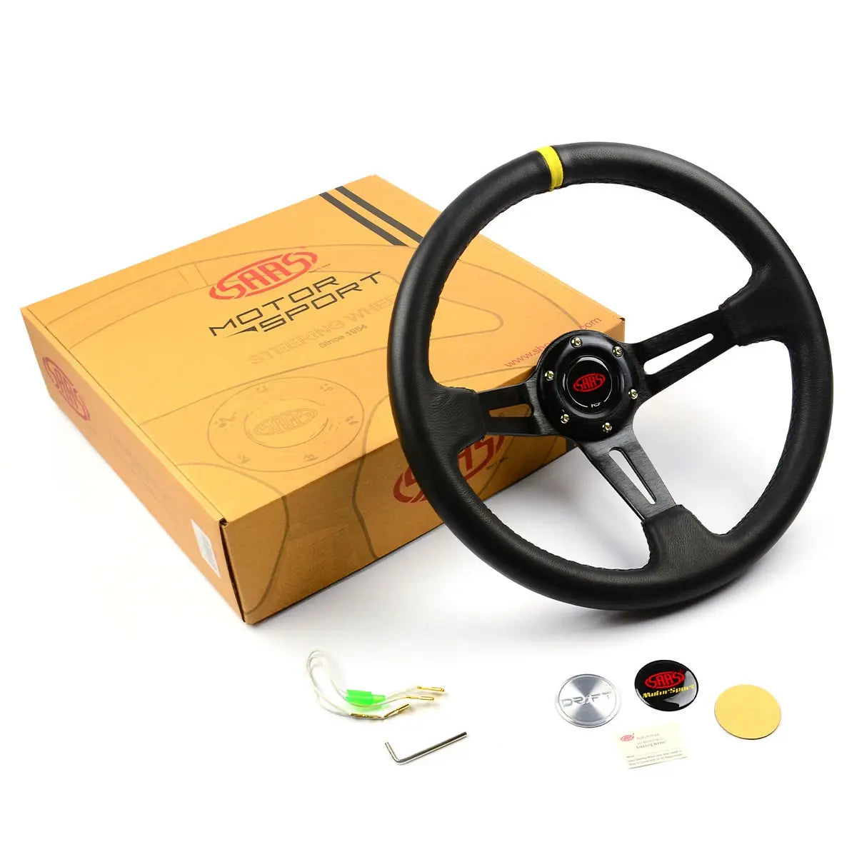 Steering Wheel Leather 14" ADR Deep Dish Black Slotted