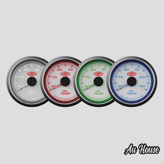 OIL TEMP GAUGE 50°-150° 52MM WHITE MUSCLE SERIES