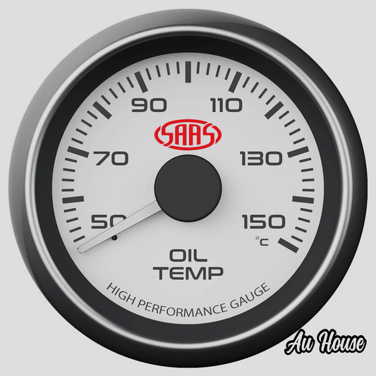 OIL TEMP GAUGE 50°-150° 52MM WHITE MUSCLE SERIES